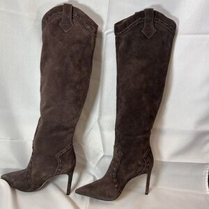 Schultz BOOTS Knee High Brown Suede Leather Sole Size 7B